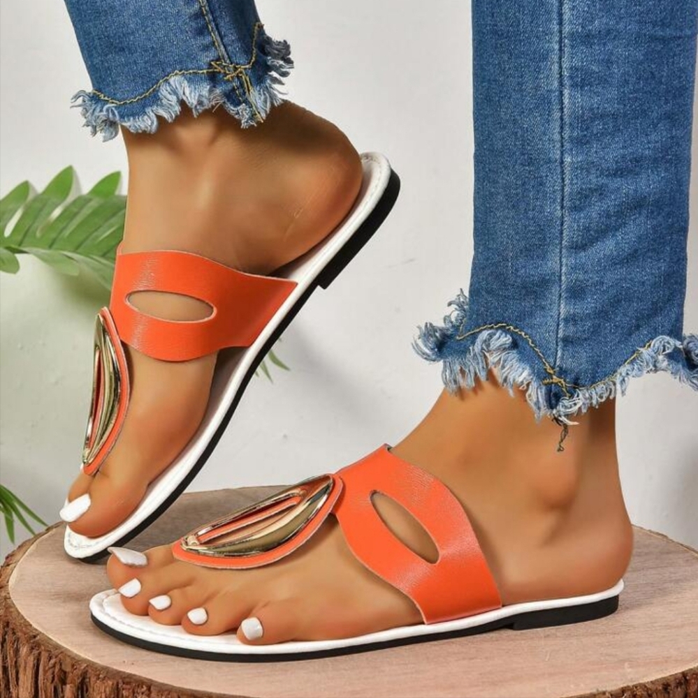 Women's Flat Anti-Slip, Comfortable, Hollow Out Clip Toe‎ Size 7 Summer Sandals - Picture 2 of 9
